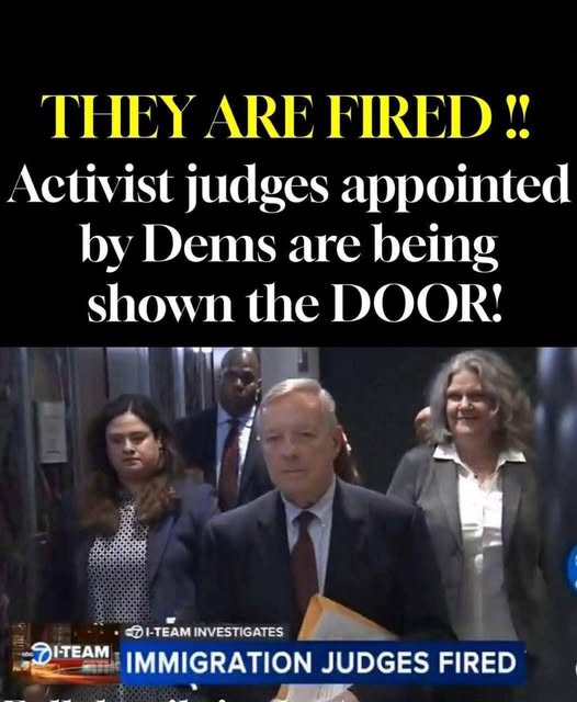 May be an image of 3 people and text that says 'ΤΗΕΎ ARE FIRED!! Activist judges appointed by Dems are being shown the DOOR! I-TEAMINVESTIGATES I-TEAM INVESTIGATES DI-TEAM IMMIGRATION JUDGES FIRED'